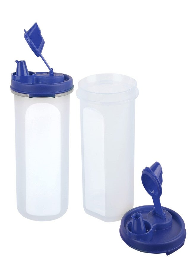 Cutting EDGE Smart Oil Dispenser Storage Set of 2 Air-Tight Leak Resistant Plastic Round Modular Container for Vinegar, Refined, Water BPA Free Refrigerator Safe, 2.4 Cups/ 19.8 Oz Dark Blue - Image 3